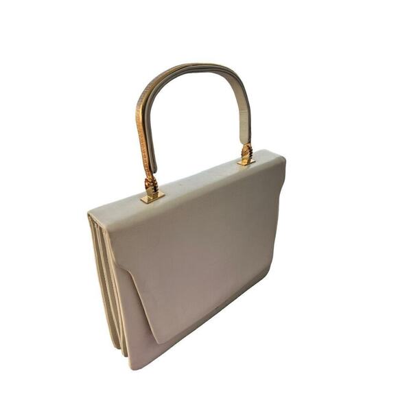 Ginza Kanematsu White Patent Leather Gold Hardware Vintage Evening Purse Bag - Picture 2 of 16